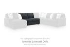 Highlighted armless loveseat section in gunmetal dark gray ribbed fabric