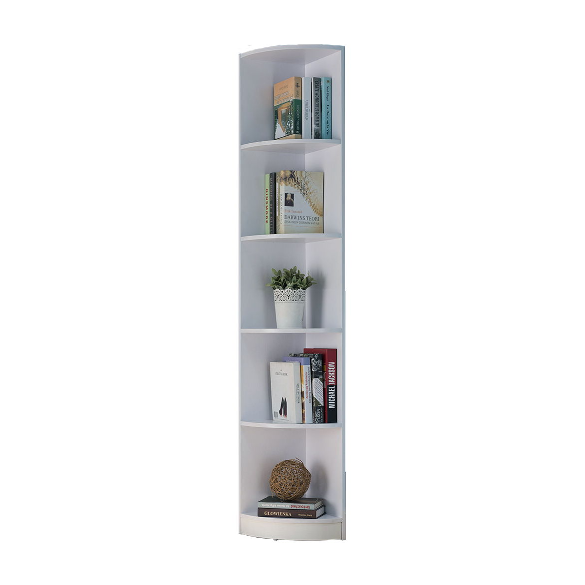 Corner Bookcase Display, Bookshelf Stand With Five Shelves