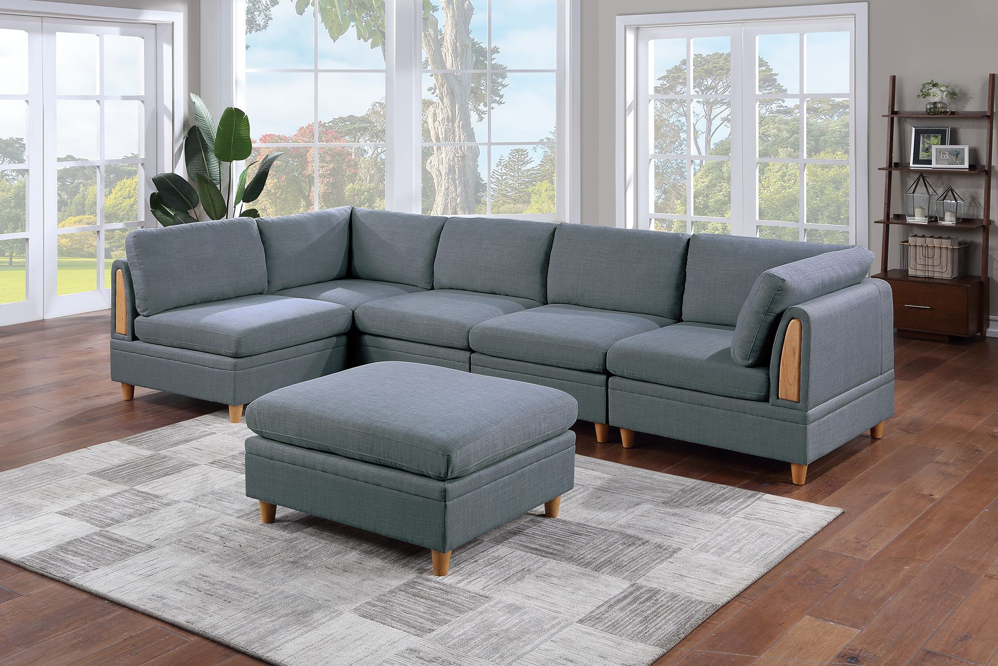 Contemporary 6pc Modular Corner Sectional Sofa Set