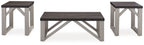 Occasional table set of 3 with dark brown tabletops and antique white legs