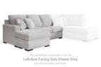 Left-arm facing light gray fabric sofa chaise with chaise ottoman and back cushions