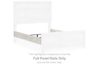 Full panel bed rail section in white with detailed woodgrain