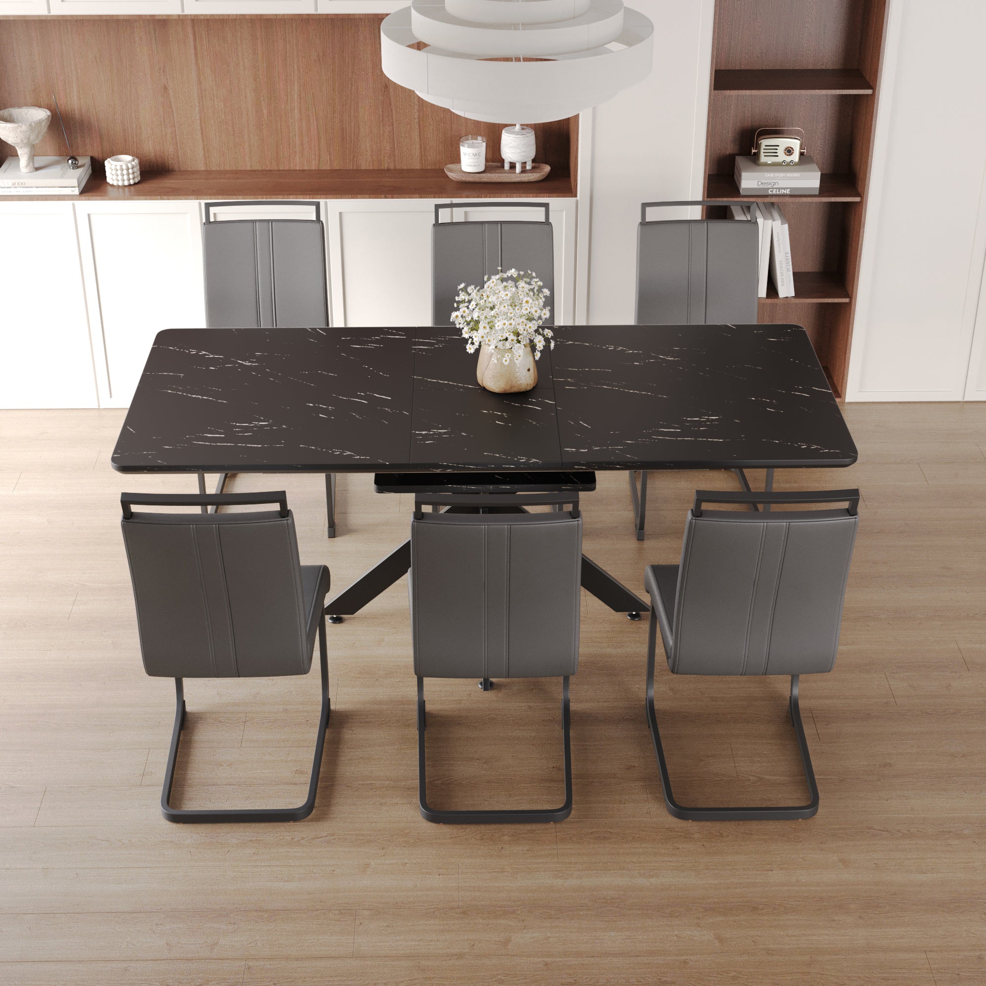 62" Extendable Dining Table Set for 6-8 People