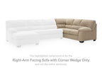 Sand and white sectional sofa with right-arm facing corner wedge