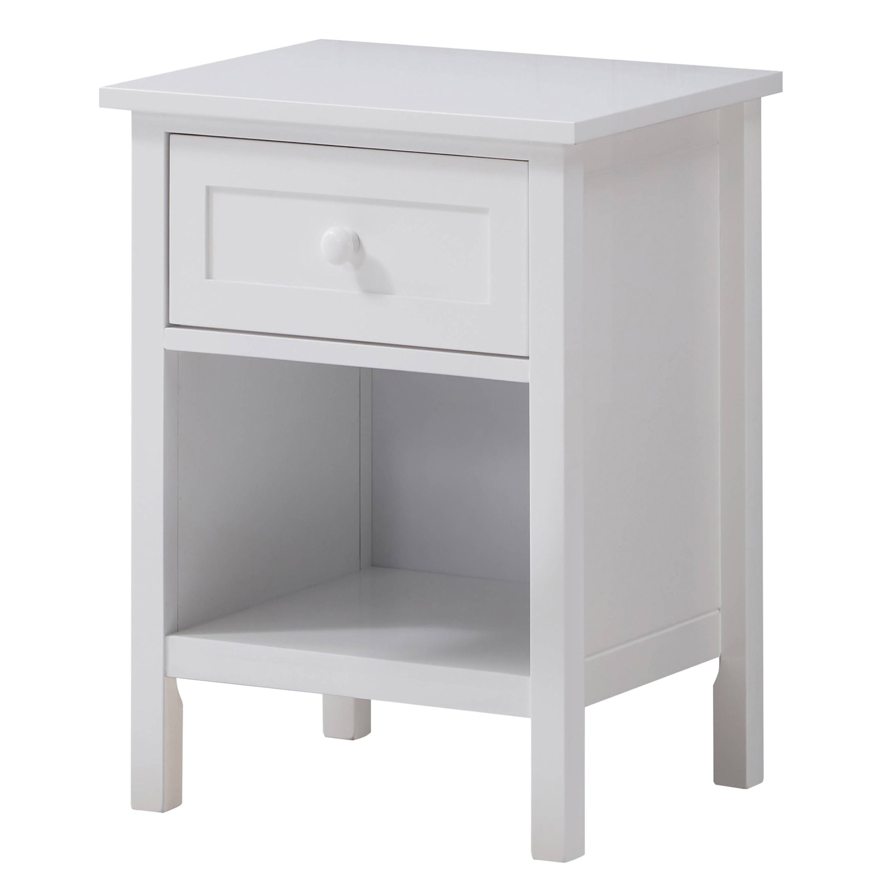 White Nightstand with Drawer