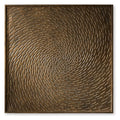 Antique brown square wall art panel with embossed spiral ripple texture in frame