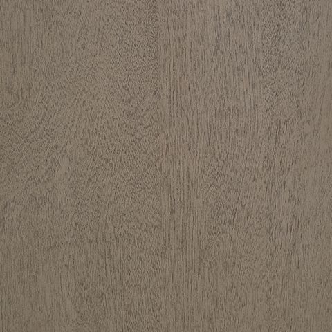 Gray panel storage bed frame with textured woodgrain surface close-up