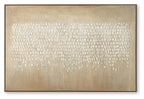 Rectangular framed wall art with beige and brown abstract dot pattern