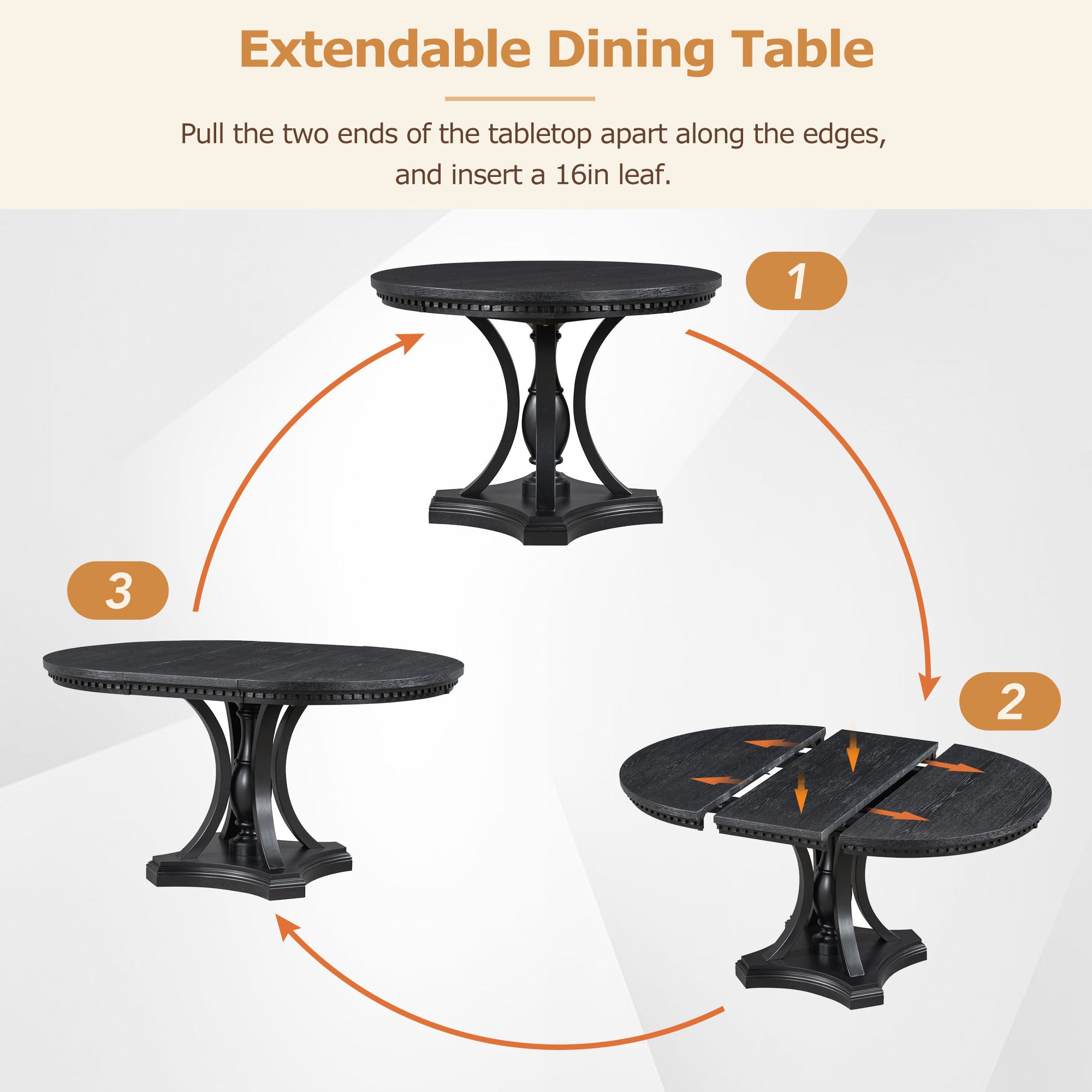 Retro 5-Pc Dining Set Black Oak