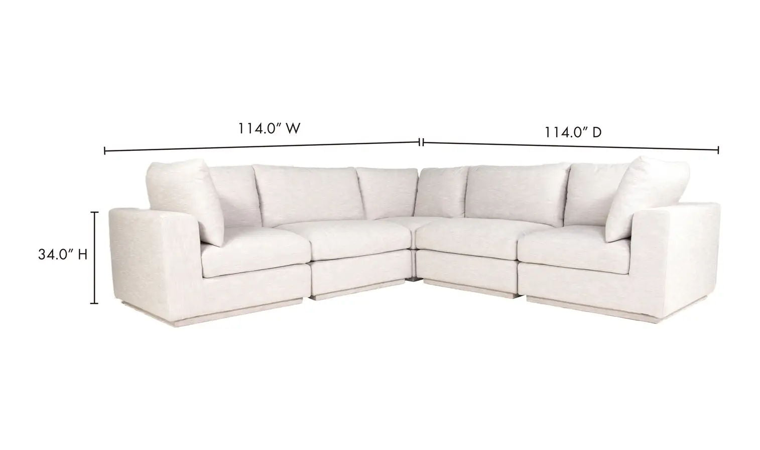 Moe's Justin L Modular Sectional - Taupe - Comfy & Stylish-Stationary Sectionals-American Furniture Outlet