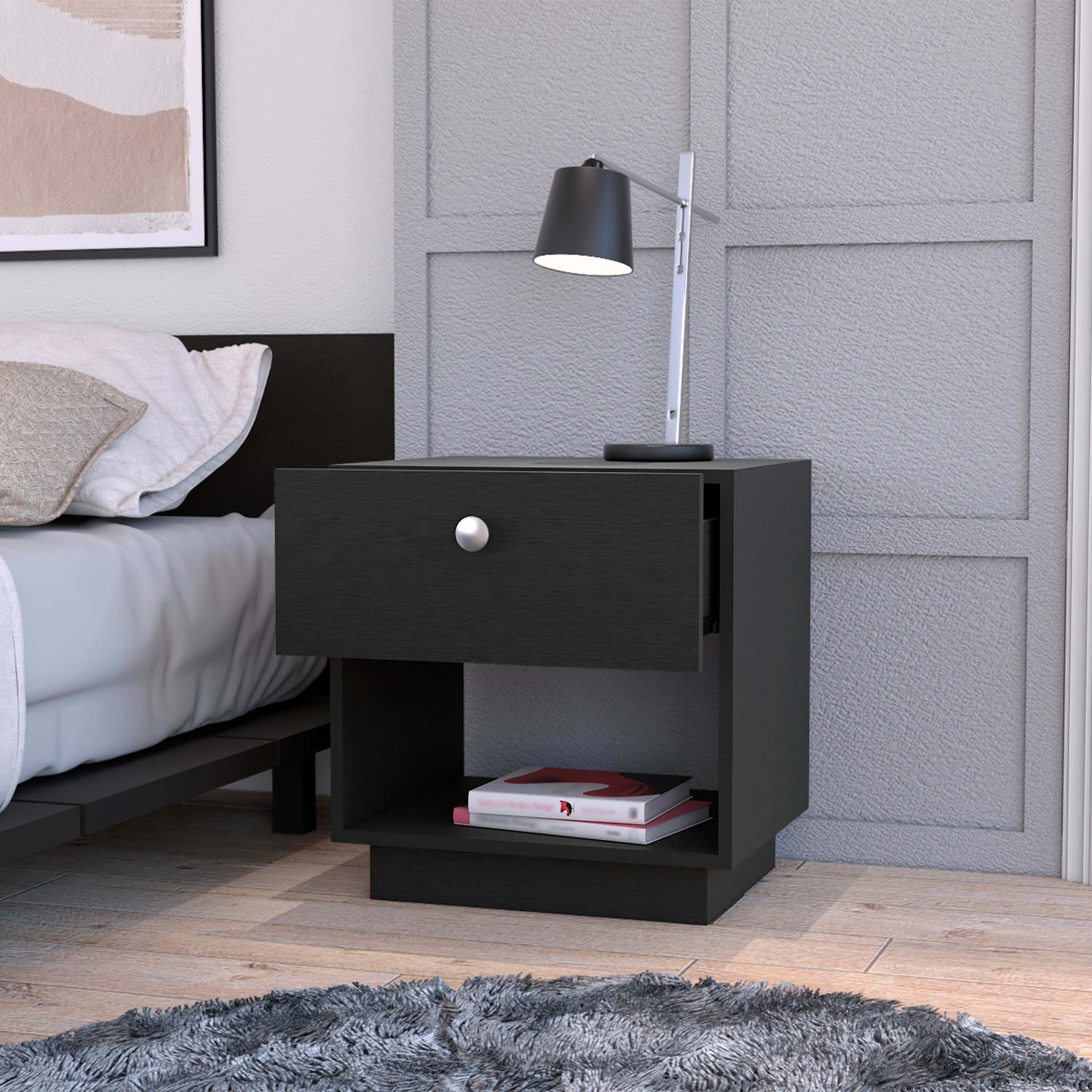 Wenge Nightstand: 1-Drawer Modern Bedside Table Furniture