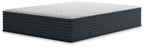 Hybrid mattress with white quilted top and dark gray padded sides