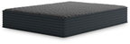 Gray hybrid mattress, three-quarter view with dark quilted surface