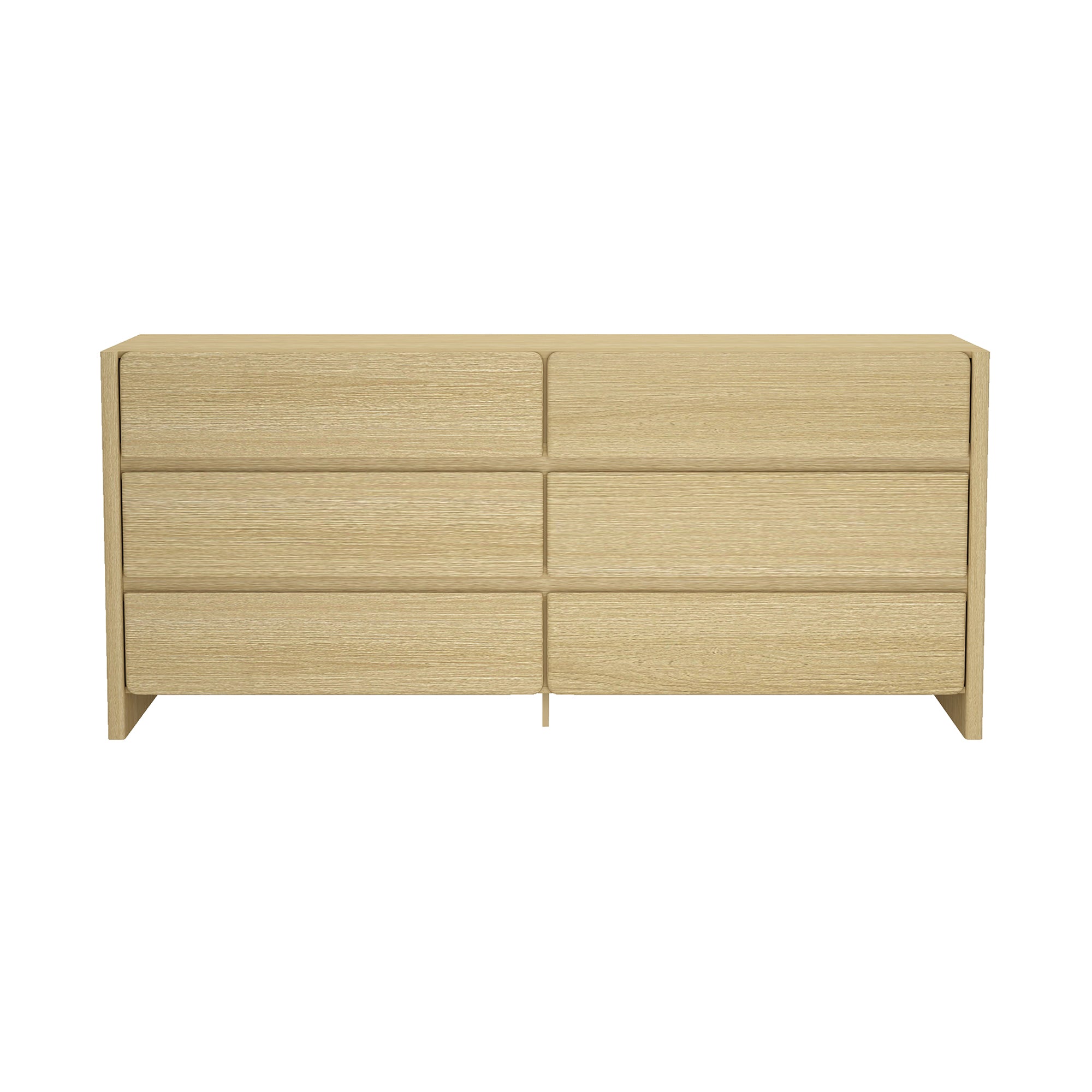 Linda 72" Natural Oak 6-Drawer Dresser for Bedroom Storage