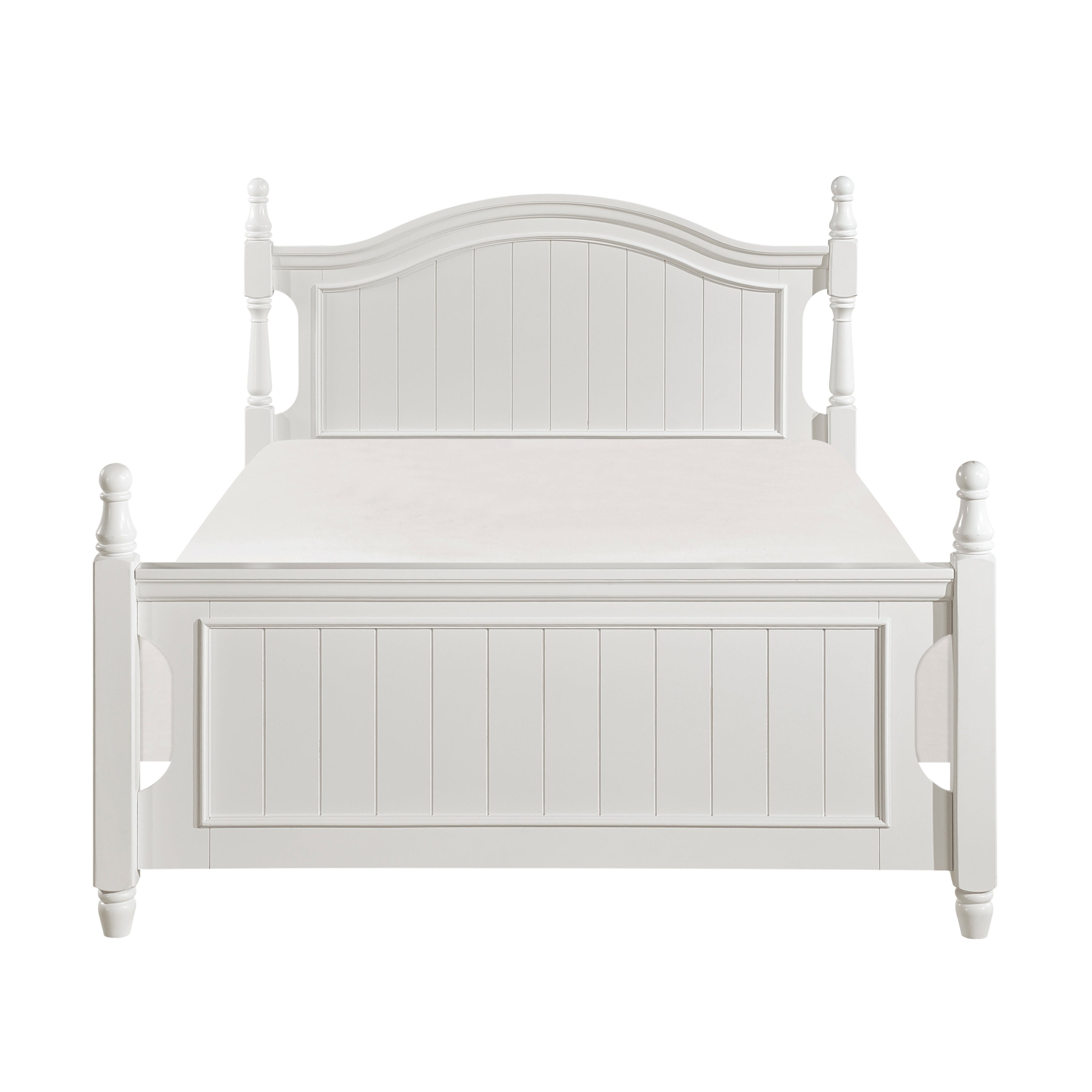 Classic White Full Size Wooden Poster Bed Traditional Bedroom Furniture