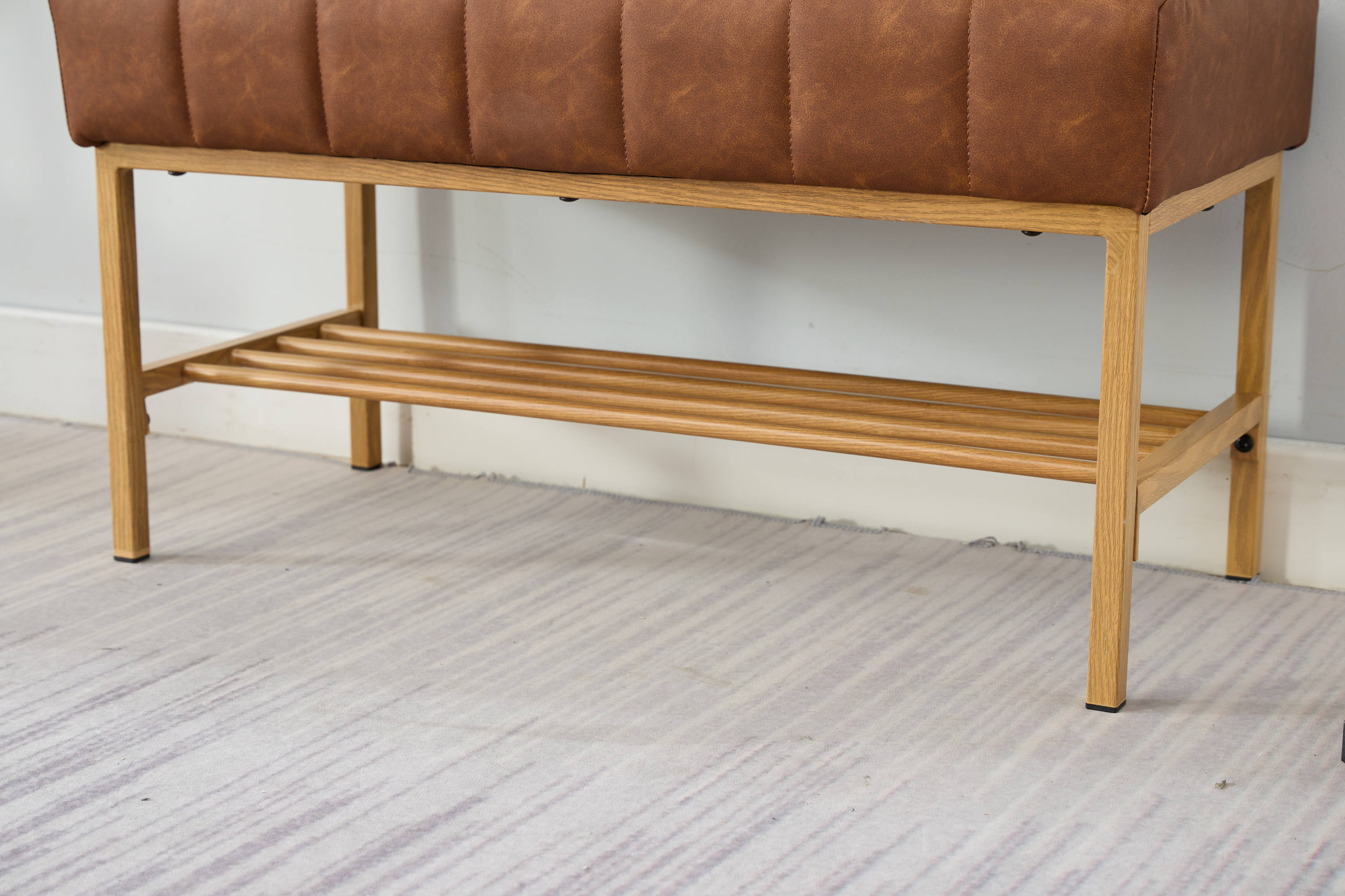 Retro Bed Bench w/ Shelf, 300 LB