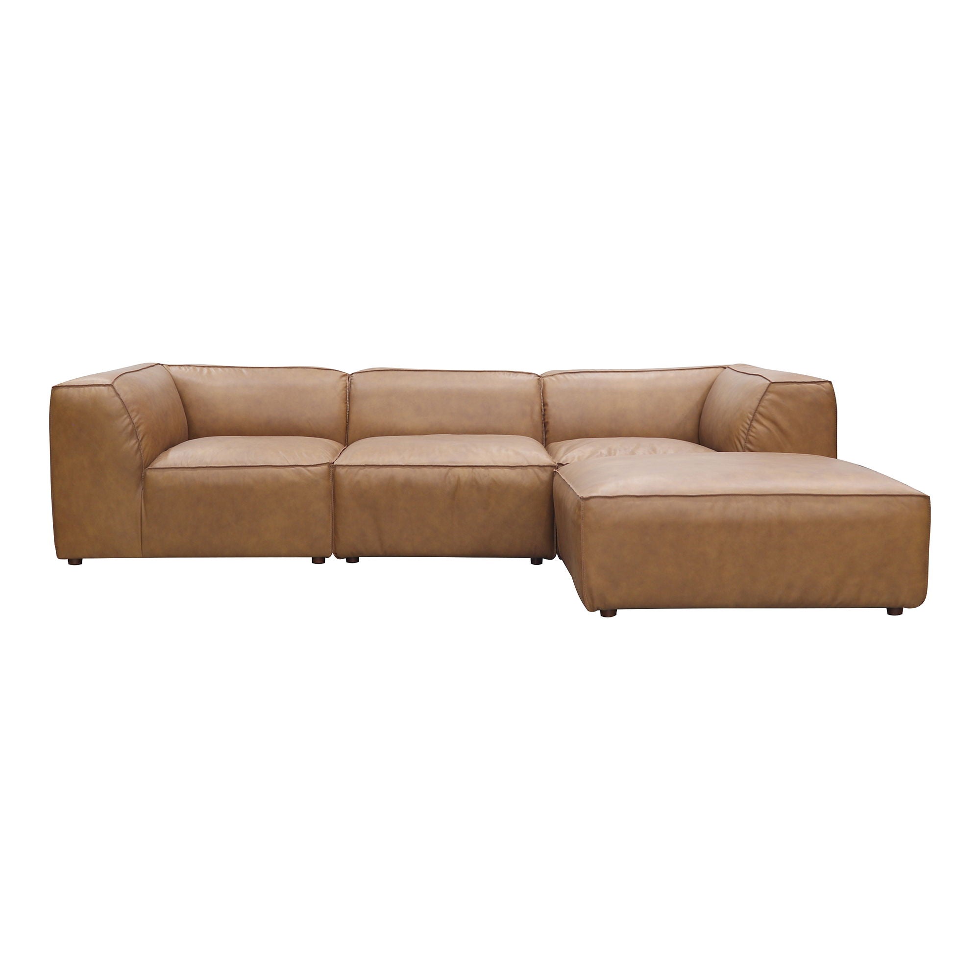 Form Tan Leather Modular Sectional - Lounge in Luxury-Stationary Sectionals-American Furniture Outlet