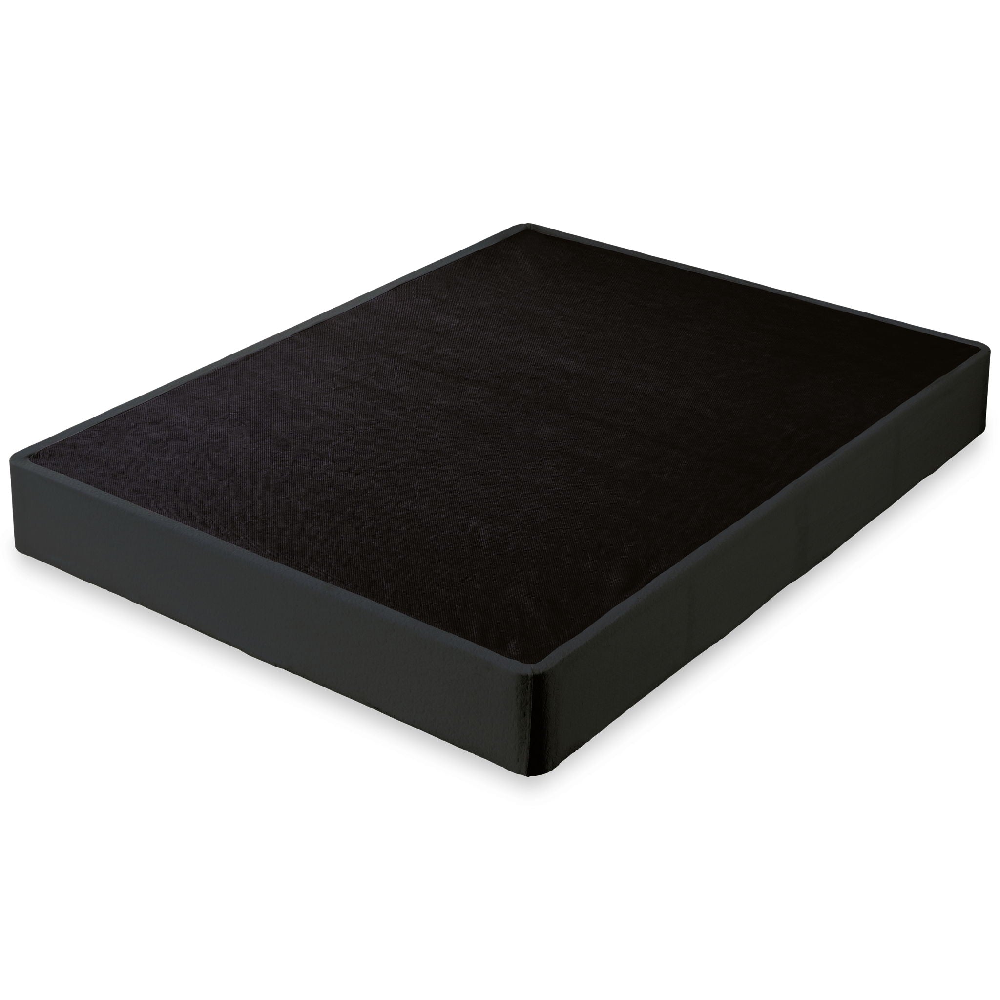 Hybrid gel latex mattress, dark cover with black base and crisp corners