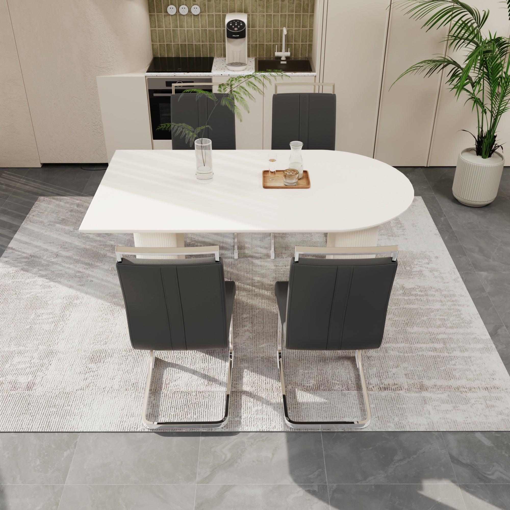 Medieval Modern Cream Dining Set (4 Chairs)