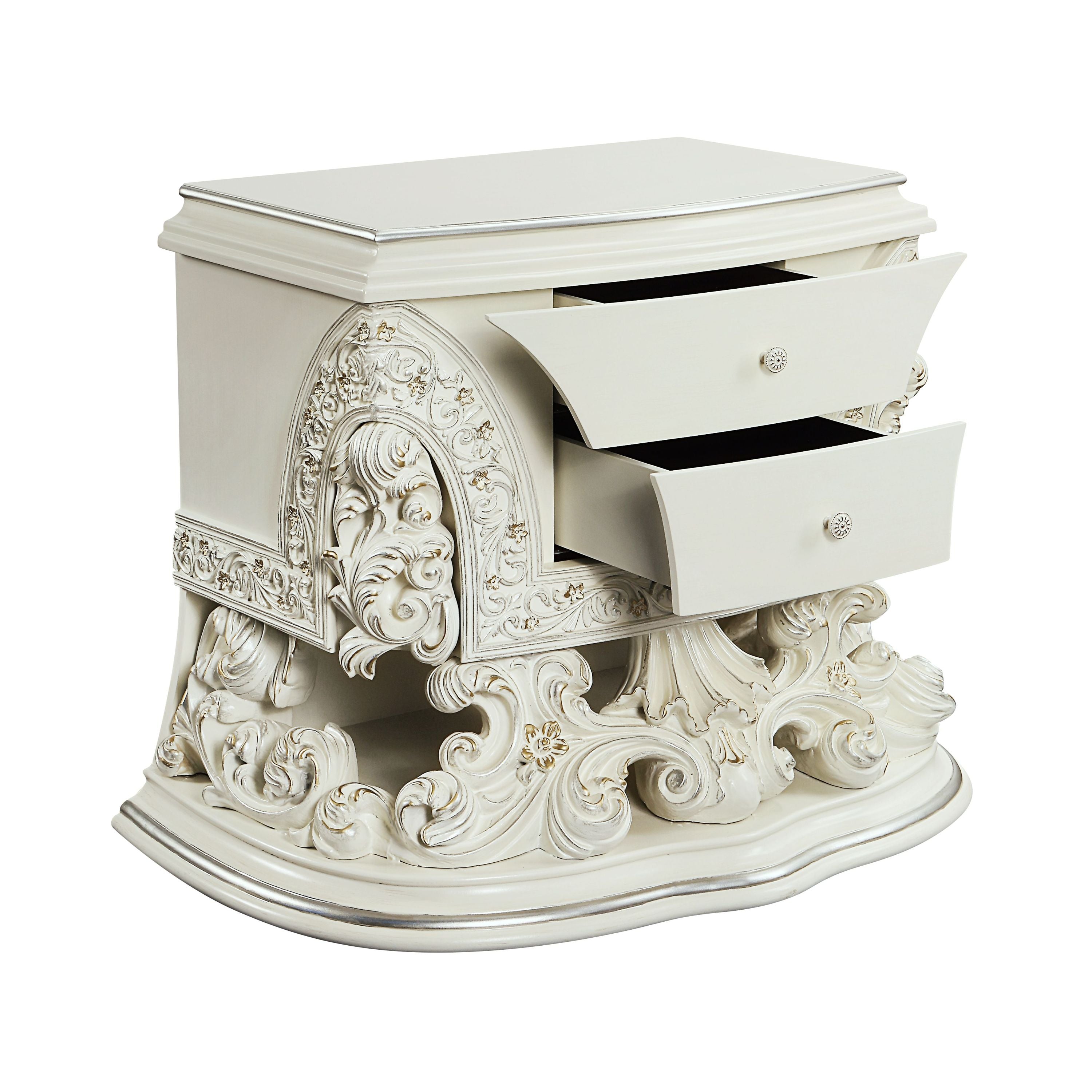 Adara Antique White Nightstand - Elegant Bedroom Furniture & Storage