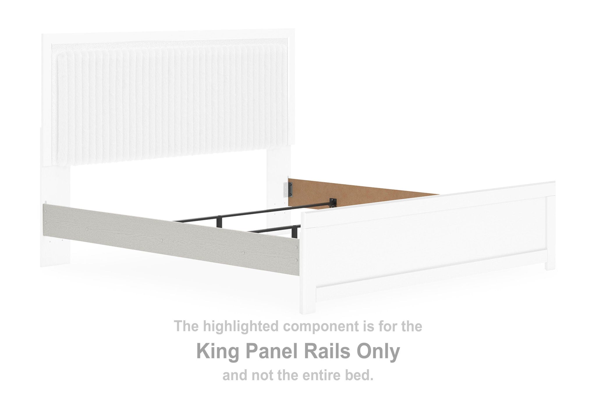 White king panel rails with horizontal support bars and mounting brackets