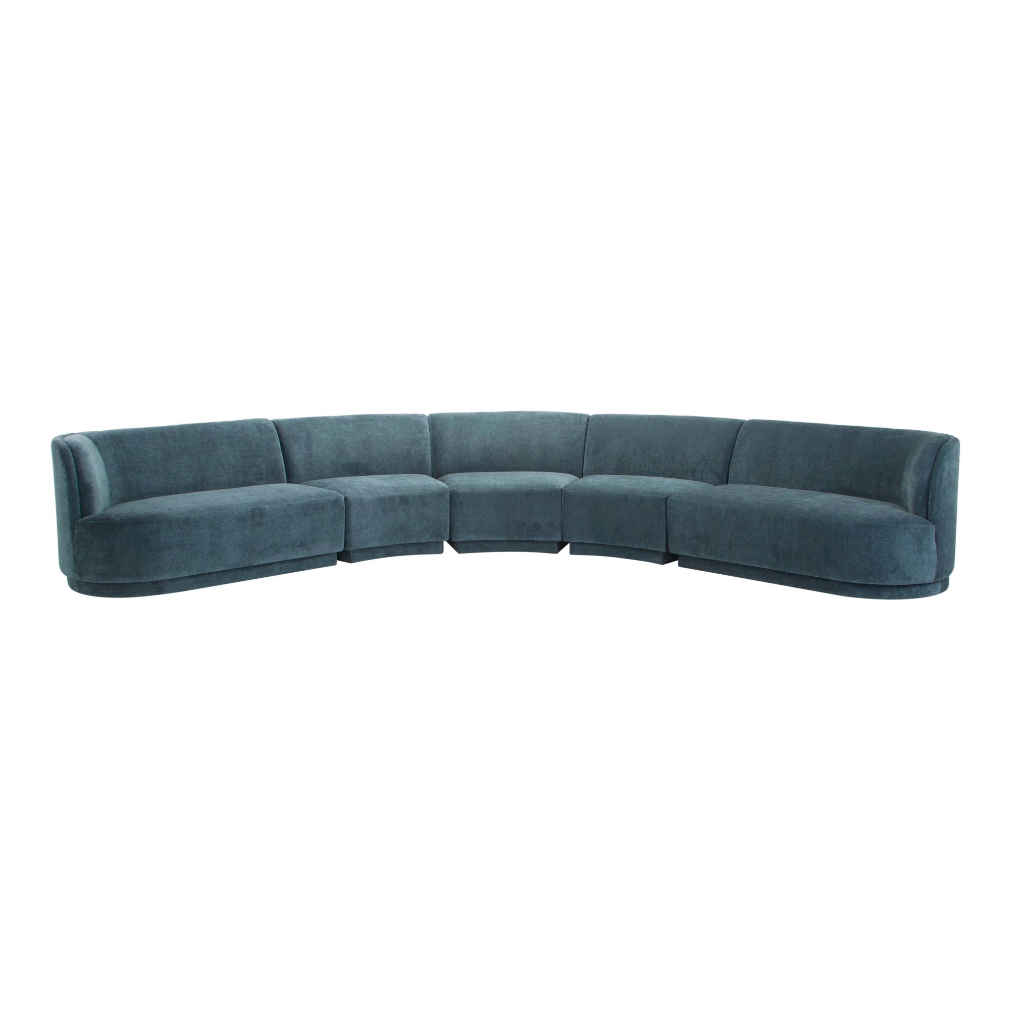 Yoon Radius Sectional - Blue Velvet, Modular Design-Stationary Sectionals-American Furniture Outlet