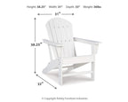 Outdoor Adirondack chair with slatted back and seat, white painted frame