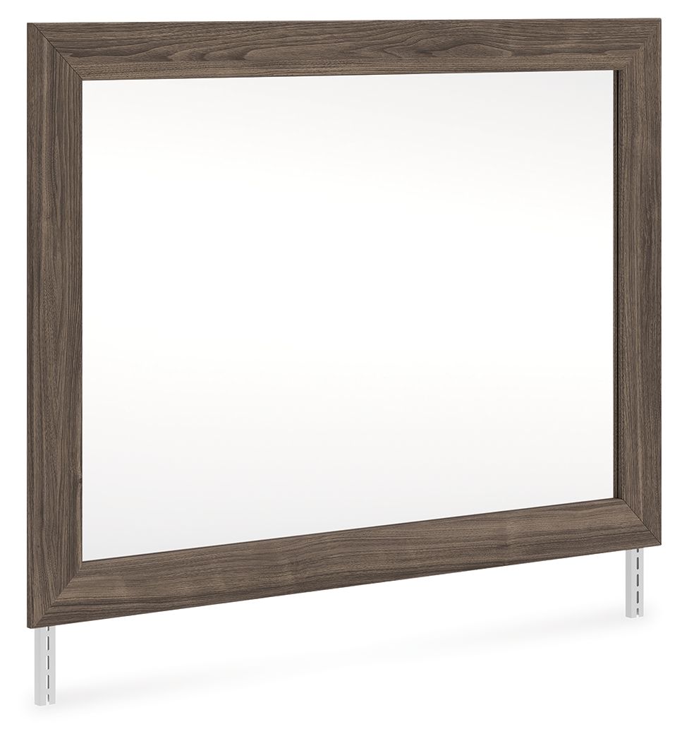 Kendanport bedroom mirror with dark brown wood frame and flat glass, rectangular shape