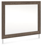 Kendanport bedroom mirror with dark brown wood frame and flat glass, rectangular shape