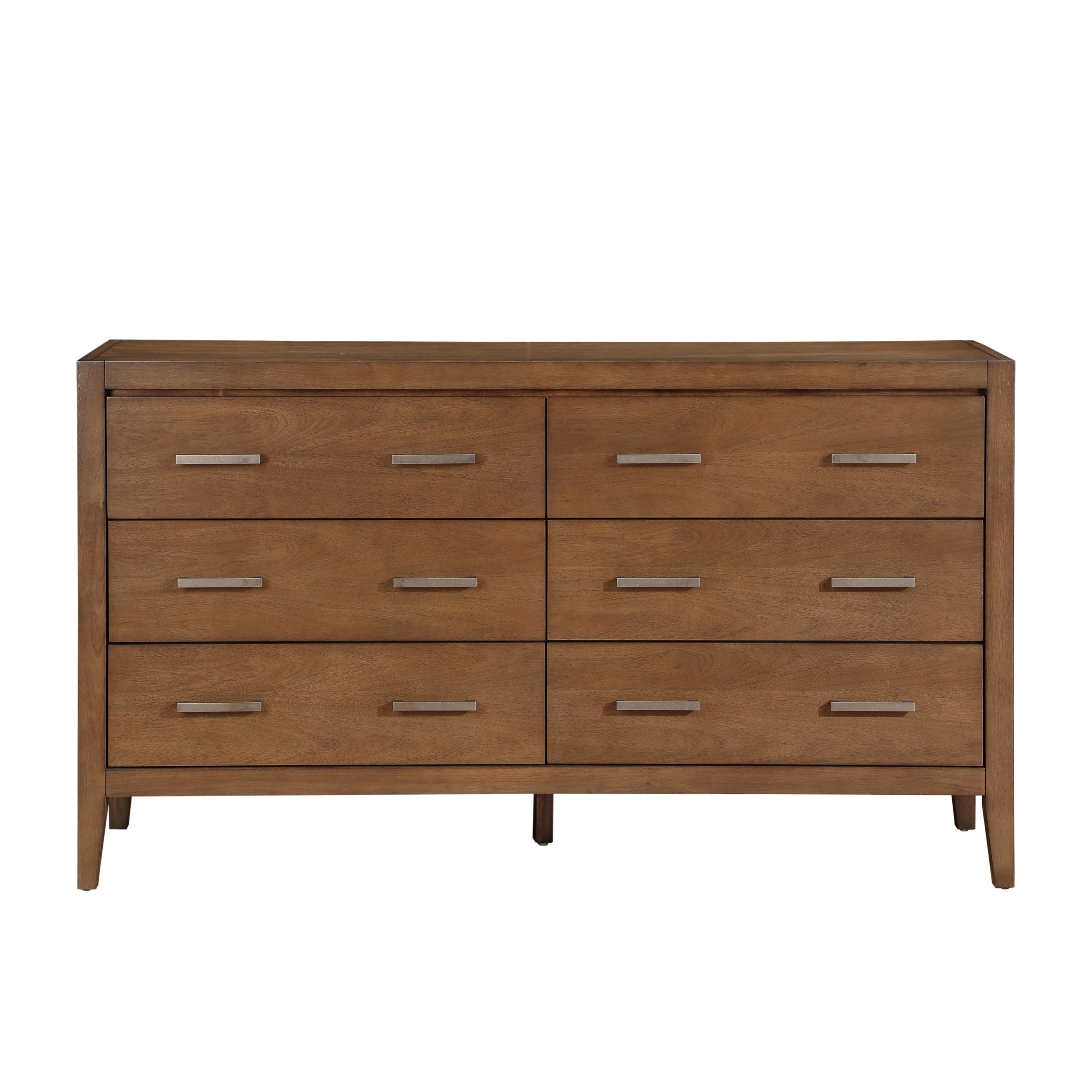 Transitional 6-Drawer Light Brown Wooden Bedroom Dresser