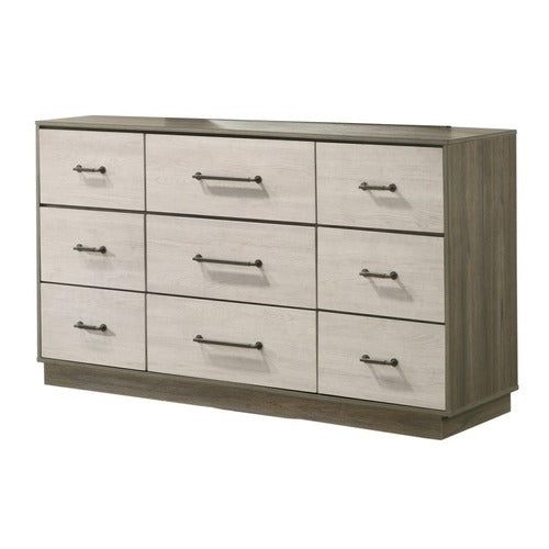 Gem Modern 9-Drawer Wood Dresser - Beige & Brown
