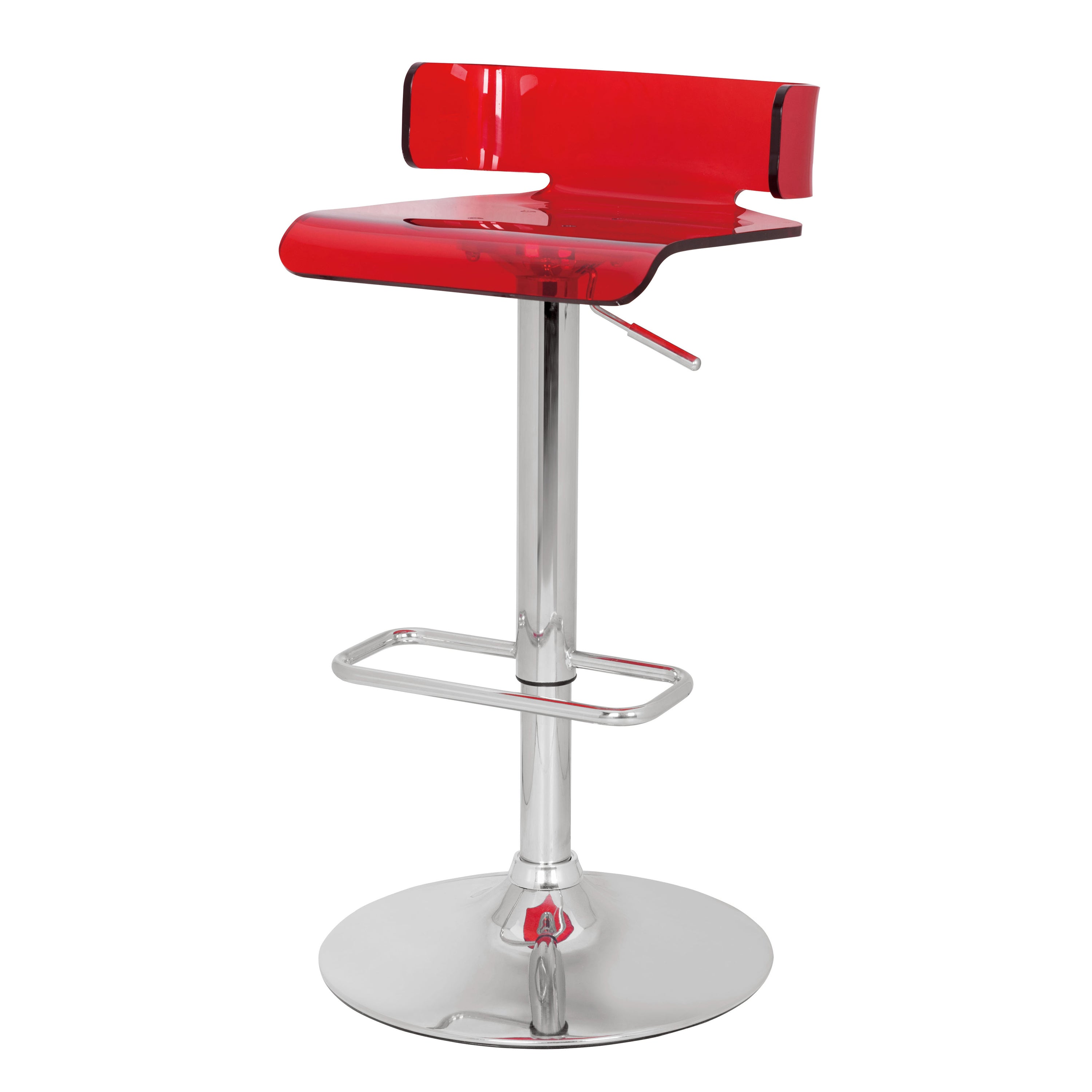 Red Chrome Adjustable Swivel Stool - Bar Height Seat