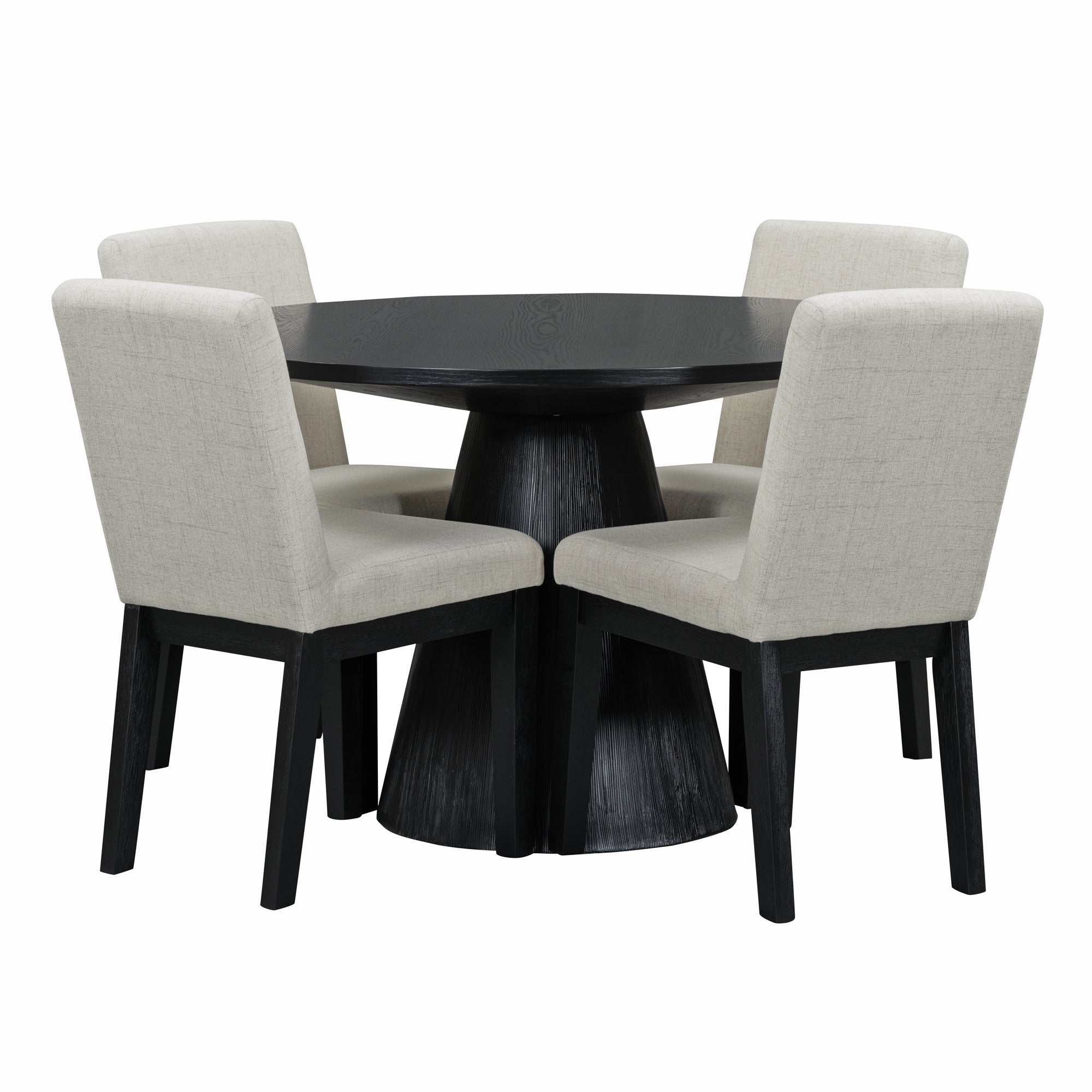 5-Piece Retro Round Dining Set (Black)