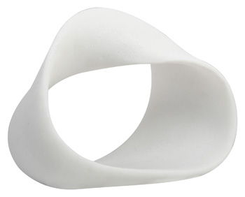 White abstract sculpture with a large hollow center opening