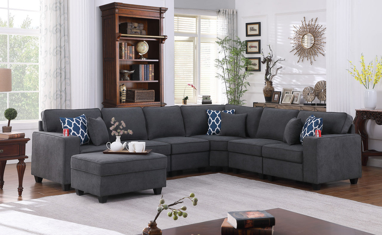 Cooper 125' Stone Gray 7Pc Reversible L-Shape Sectional
