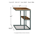 Natural wood accent table with black metal legs and lower shelf, square top