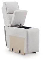 Grafton Pike console chair with storage, pearl upholstery, two cup holders on top
