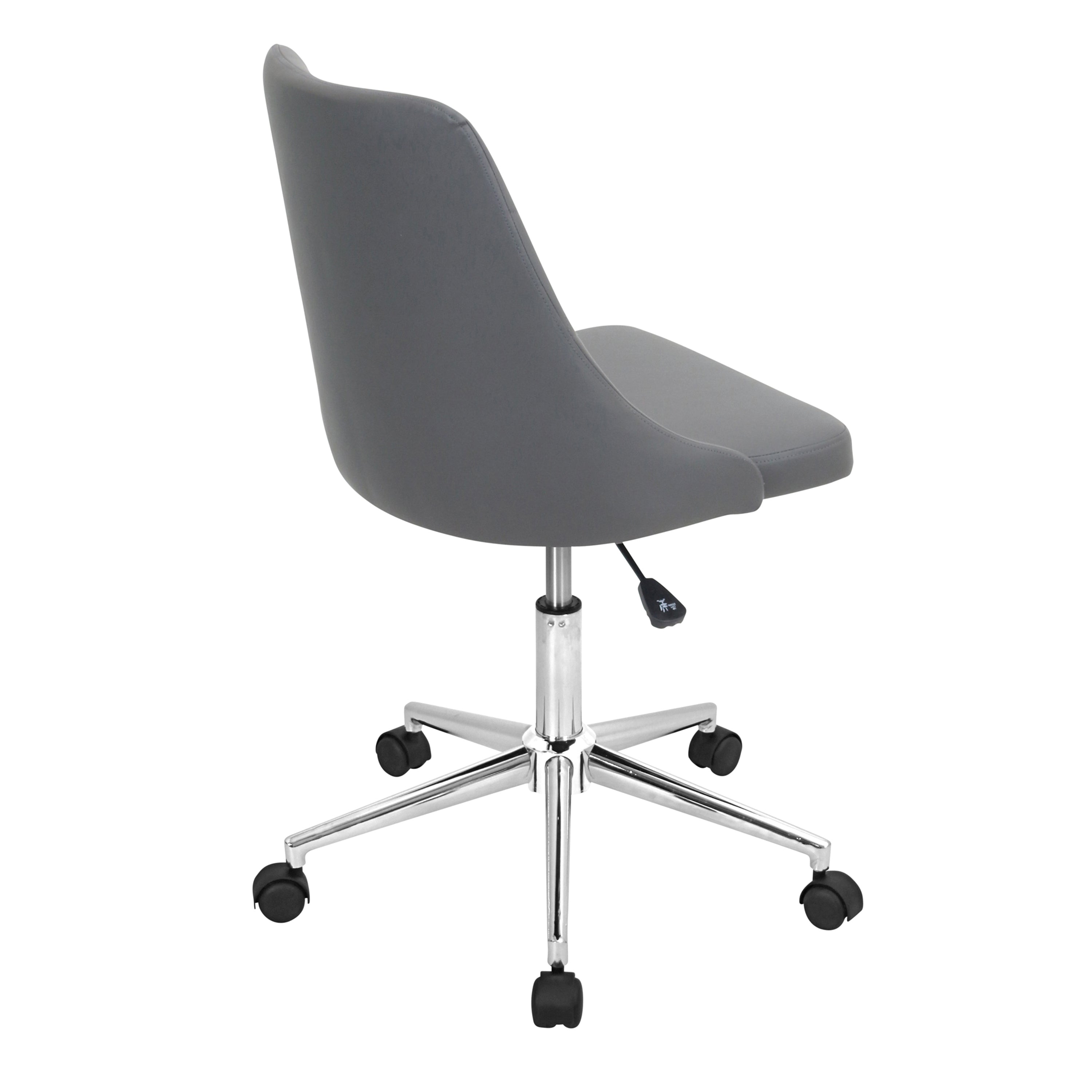 Contemporary Adjustable Swivel Office Chair - Grey Faux Leather