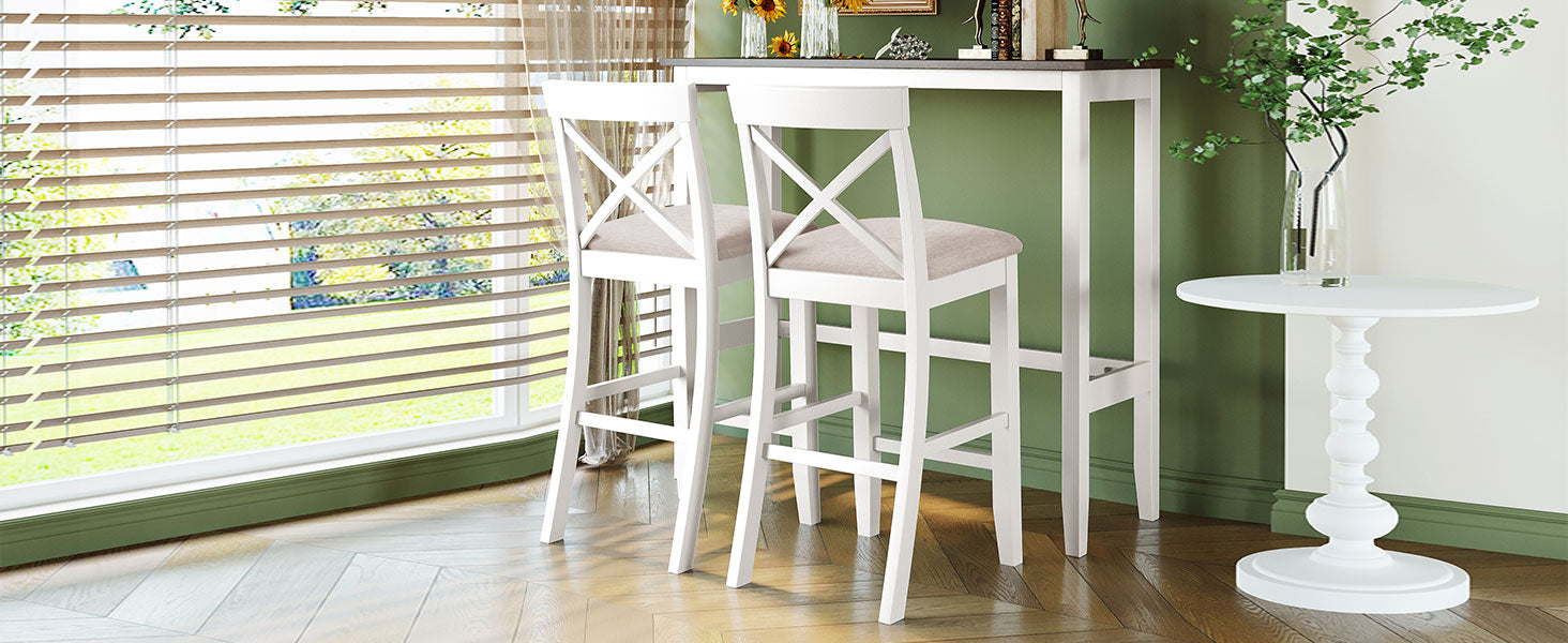 Farmhouse 48" Bar Height Dining Set (Cherry+White)