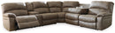 Segburg Driftwood Faux Leather Sectional - Power Reclining Sofa with Console & Cup Holders-Benchcraft®-American Furniture Outlet