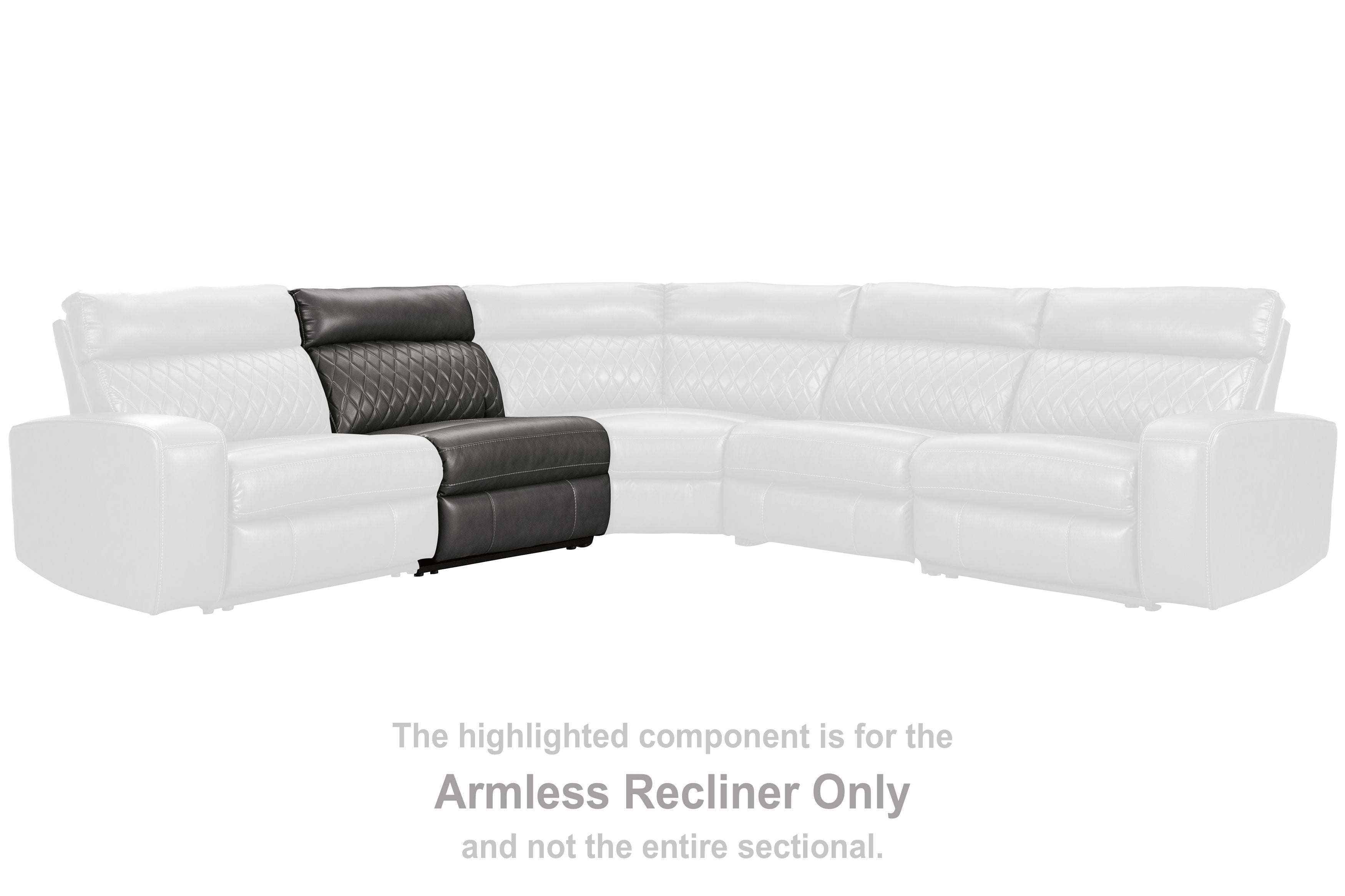 Gray armless recliner chair with no armrests and tufted backrest