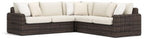 Outdoor sectional sofa, dark wicker with beige cushions