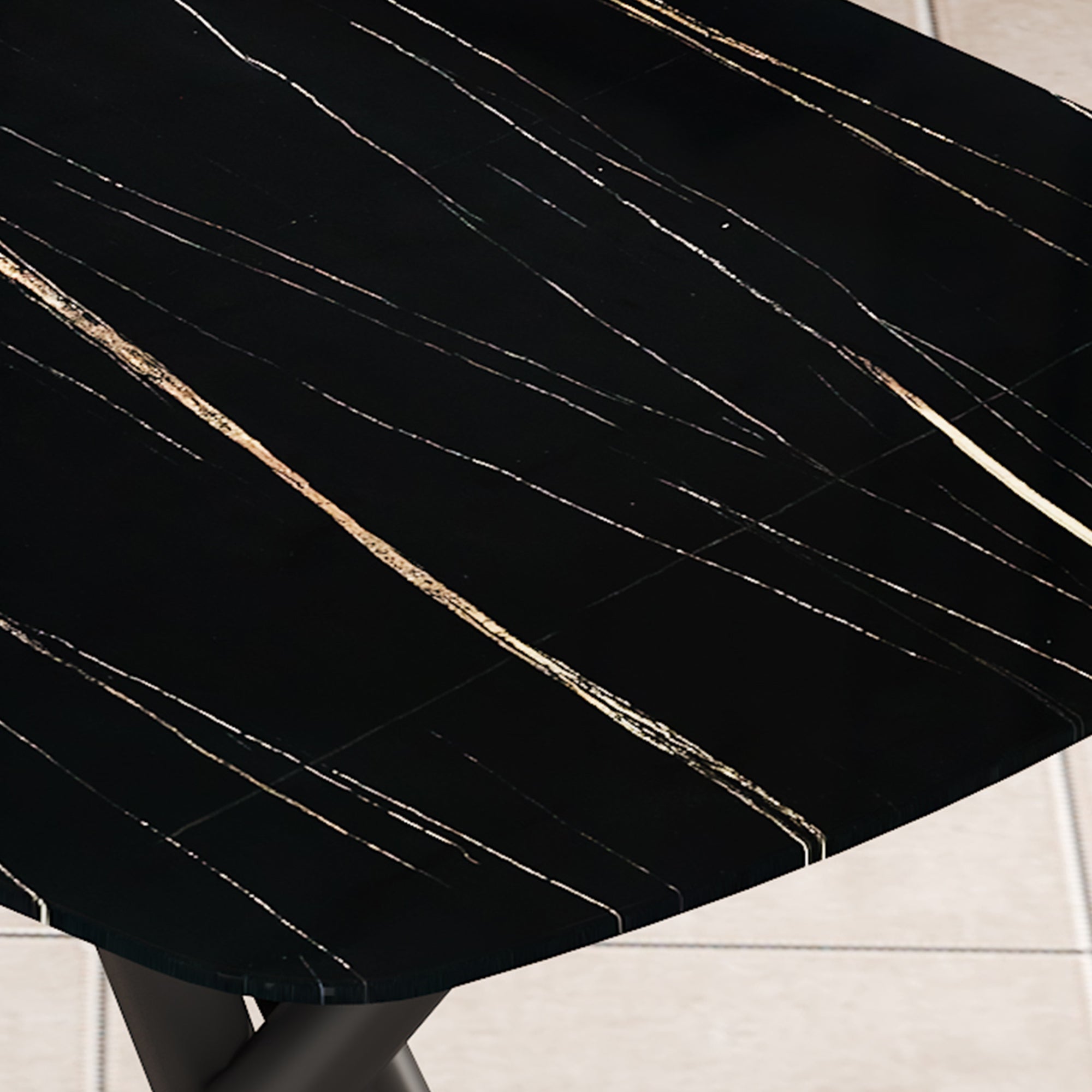 Black Marble Dining Table Set for 6