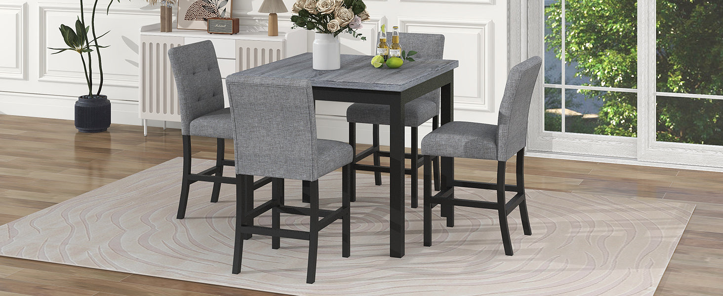 5-Piece Counter Height Dining Set, Black