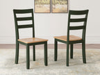 Green dining side chair set of 2 with slatted back and light wood seat