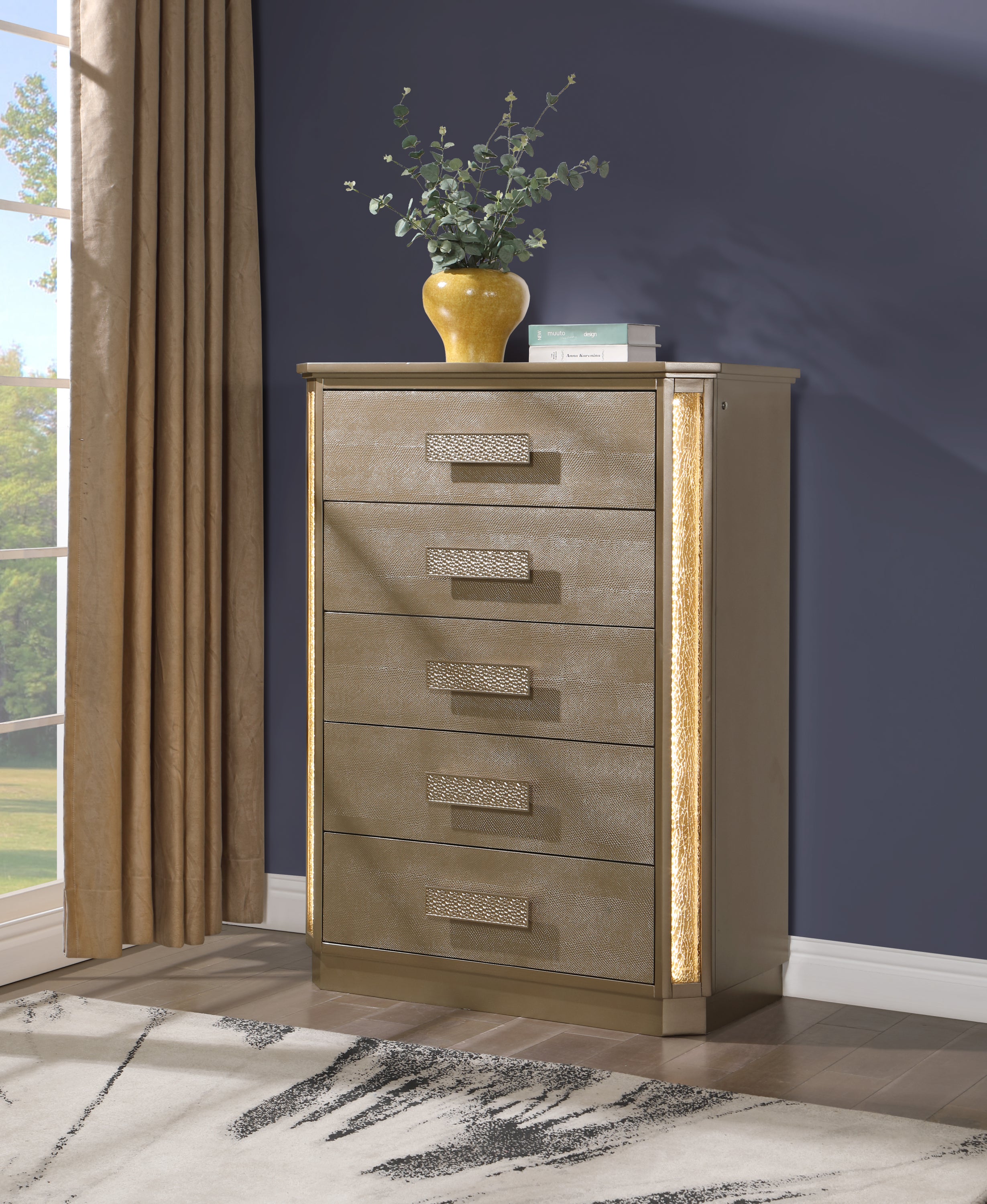 Medusa Gold Wood Chest - Luxury Handcrafted Furniture