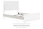 Altyra queen panel rails in white, side rail with mounting hardware