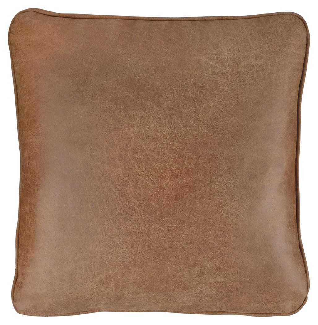 Cortnie light brown square pillow with textured front and stitched edge