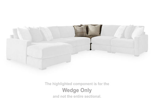 White wedge sectional sofa component with two pillows, wedge only
