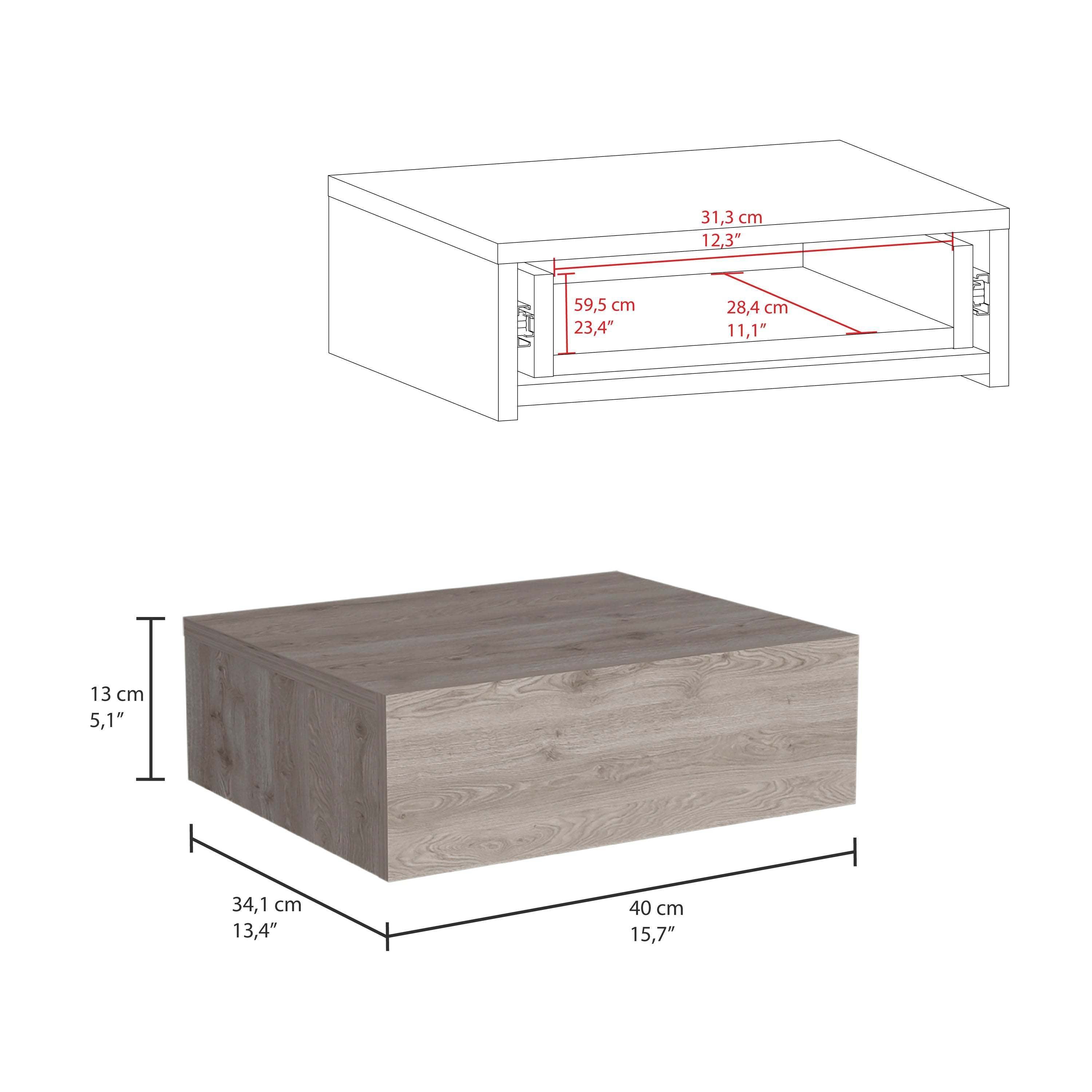 Milano Floating Nightstand w/ Drawer - Light Gray